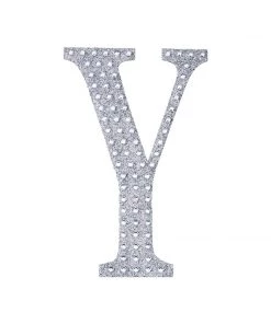 HIER_5150 8" Silver Decorative Rhinestone Alphabet Letter Stickers DIY Crafts - Y 21 HIER_5150 8
