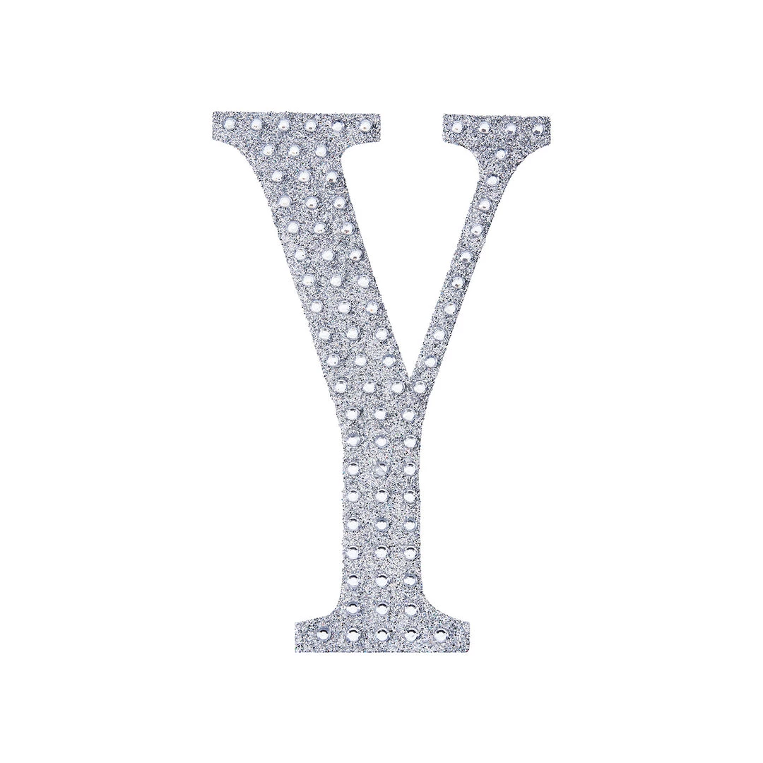 HIER_5150 8" Silver Decorative Rhinestone Alphabet Letter Stickers DIY Crafts - Y 11 HIER_5150 8" Silver Decorative Rhinestone Alphabet Letter Stickers DIY Crafts - Y