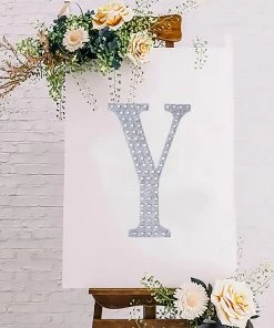 HIER_5150 8" Silver Decorative Rhinestone Alphabet Letter Stickers DIY Crafts - Y 20 HIER_5150 8