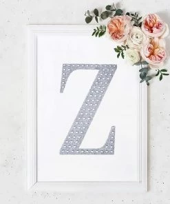 HIER_5150 Chargers & Centerpieces 8" Silver Decorative Rhinestone Alphabet Letter Stickers DIY Crafts - Z