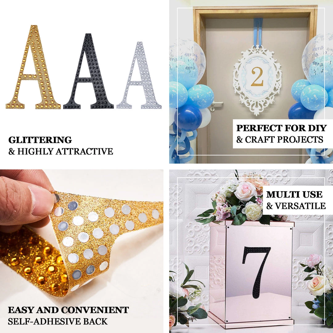 HIER_5150 4" Gold Decorative Rhinestone Number Stickers DIY Crafts - 5 4 HIER_5150 4" Gold Decorative Rhinestone Number Stickers DIY Crafts - 5