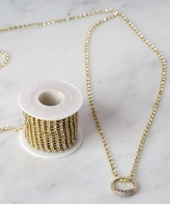 HIER_5170 Chargers & Centerpieces 10 Yards | Gold Diamond Rhinestone Chain Roll, 3mm Gemstone Ribbon DIY Decor