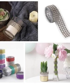 HIER_5150 3ft Charcoal Gray Stick-On Rhinestone Tape - DIY Self Adhesive Diamond Gemstone Stickers