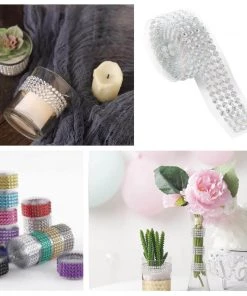 HIER_5150 3ft Iridescent Stick-On Rhinestone Tape, DIY Self Adhesive Diamond Gemstone Stickers