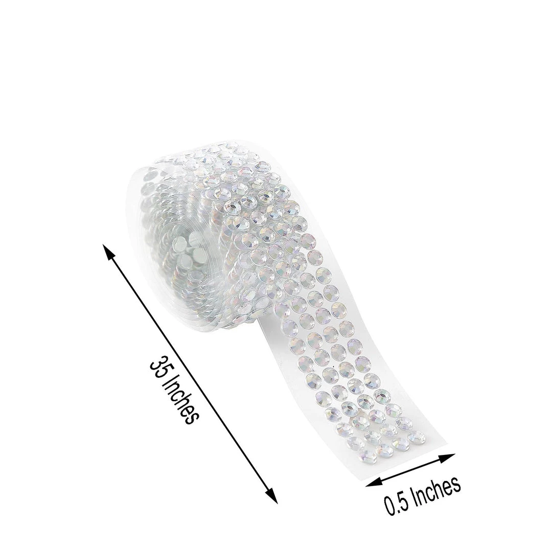HIER_5150 3ft Iridescent Stick-On Rhinestone Tape, DIY Self Adhesive Diamond Gemstone Stickers 3 HIER_5150 3ft Iridescent Stick-On Rhinestone Tape, DIY Self Adhesive Diamond Gemstone Stickers