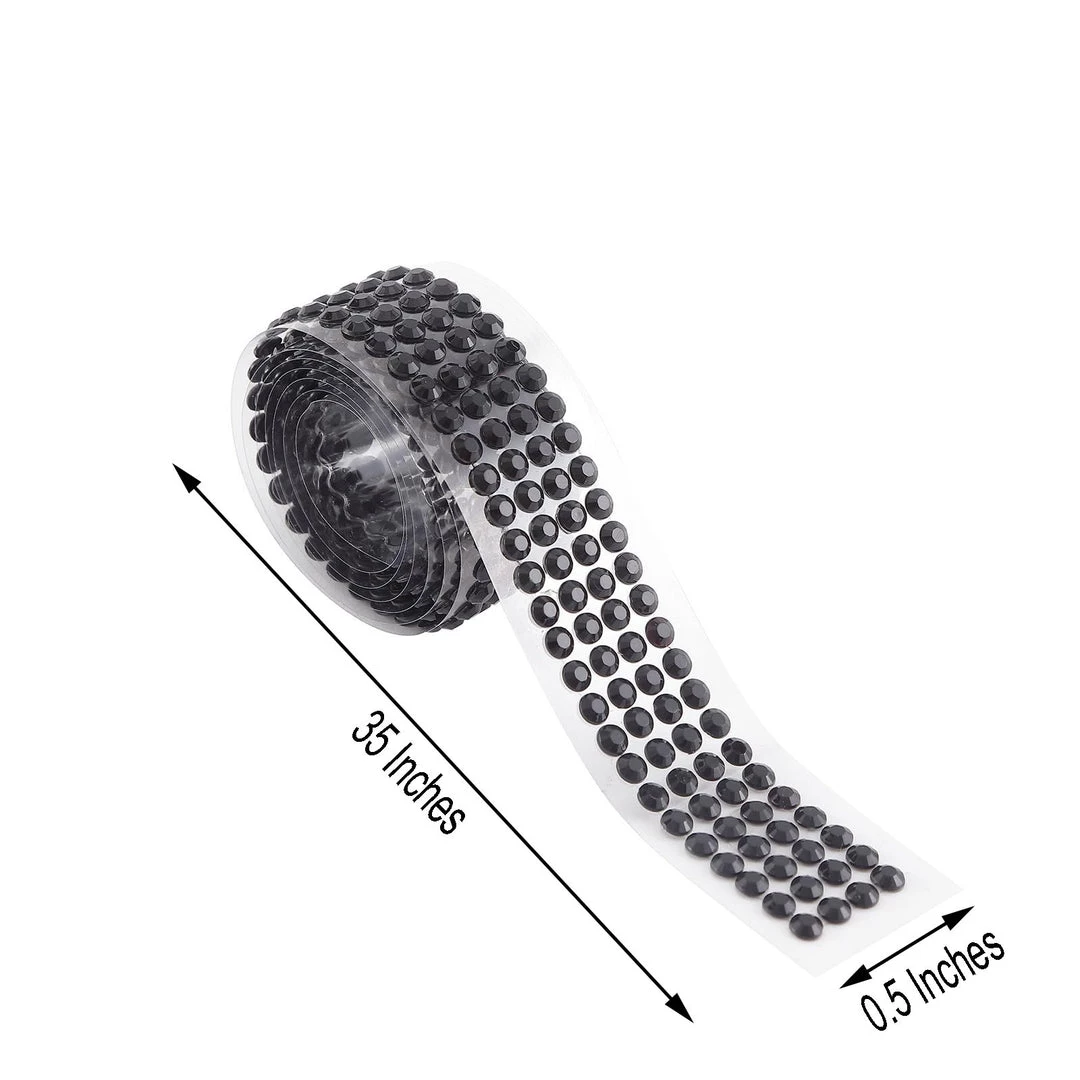 HIER_5150 3ft Black Stick-On Rhinestone Tape, DIY Self Adhesive Diamond Gemstone Stickers 3 HIER_5150 3ft Black Stick-On Rhinestone Tape, DIY Self Adhesive Diamond Gemstone Stickers