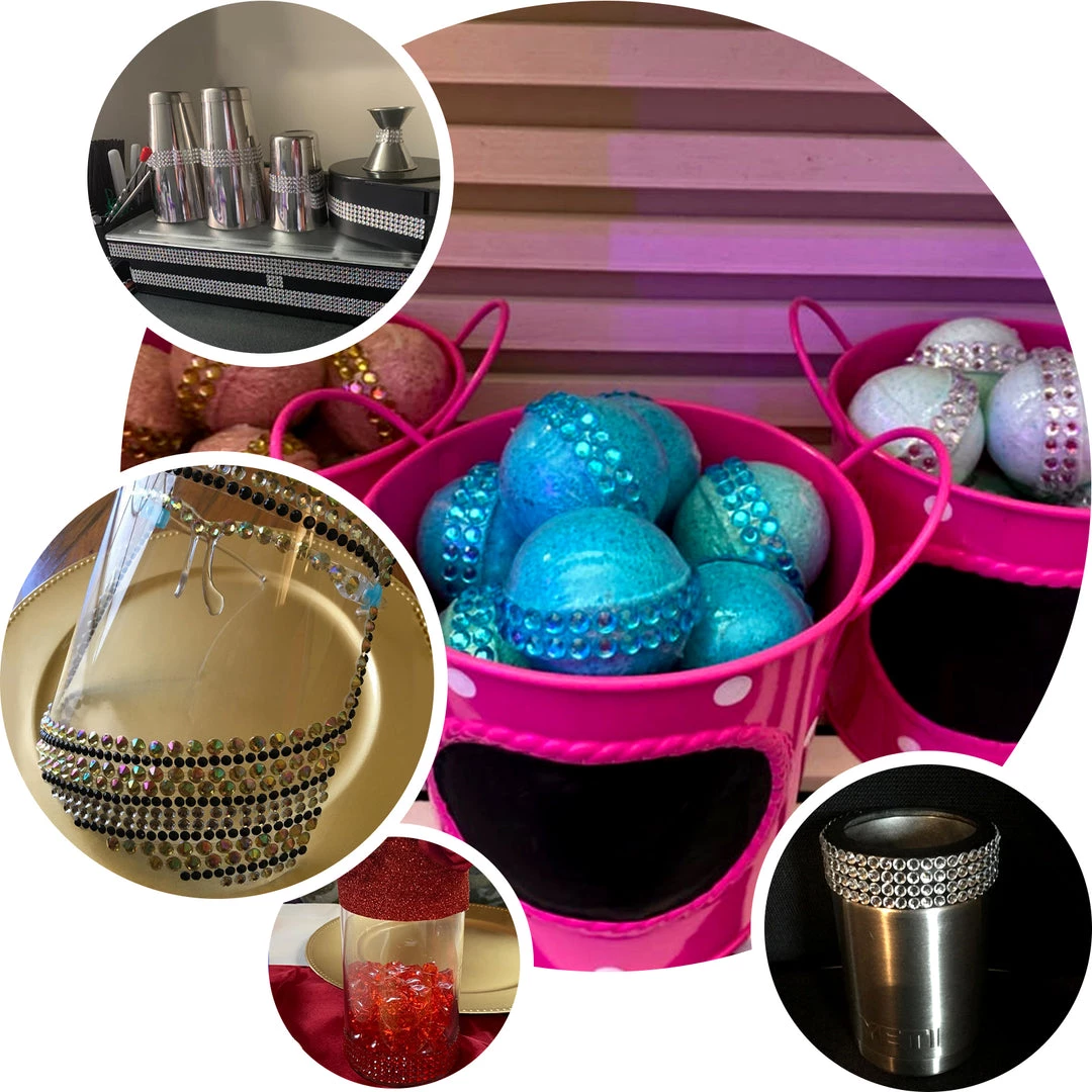 HIER_5150 3ft Green Stick-On Rhinestone Tape, DIY Self Adhesive Diamond Gemstone Stickers Tabletop Decor 5 HIER_5150 3ft Green Stick-On Rhinestone Tape, DIY Self Adhesive Diamond Gemstone Stickers Tabletop Decor