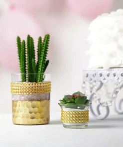 HIER_5150 3ft Gold Stick-On Rhinestone Tape, DIY Self Adhesive Diamond Gemstone Stickers