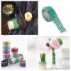 HIER_5150 3ft Green Stick-On Rhinestone Tape, DIY Self Adhesive Diamond Gemstone Stickers Tabletop Decor