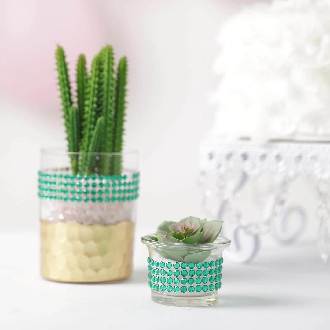 HIER_5150 3ft Green Stick-On Rhinestone Tape, DIY Self Adhesive Diamond Gemstone Stickers Tabletop Decor 2 HIER_5150 3ft Green Stick-On Rhinestone Tape, DIY Self Adhesive Diamond Gemstone Stickers Tabletop Decor