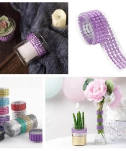 HIER_5150 3ft Lavender Stick-On Rhinestone Tape, DIY Self Adhesive Diamond Gemstone Stickers