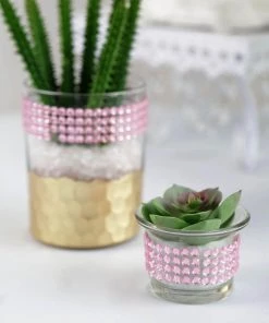 HIER_5150 3ft Pink Stick-On Rhinestone Tape, DIY Self Adhesive Diamond Gemstone Stickers