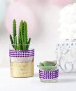 HIER_5150 3ft Purple Stick-On Rhinestone Tape, DIY Self Adhesive Diamond Gemstone Stickers