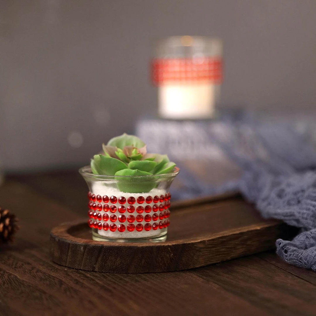 HIER_5150 3ft Red Stick-On Rhinestone Tape, DIY Self Adhesive Diamond Gemstone Stickers Tabletop Decor 6 HIER_5150 3ft Red Stick-On Rhinestone Tape, DIY Self Adhesive Diamond Gemstone Stickers Tabletop Decor