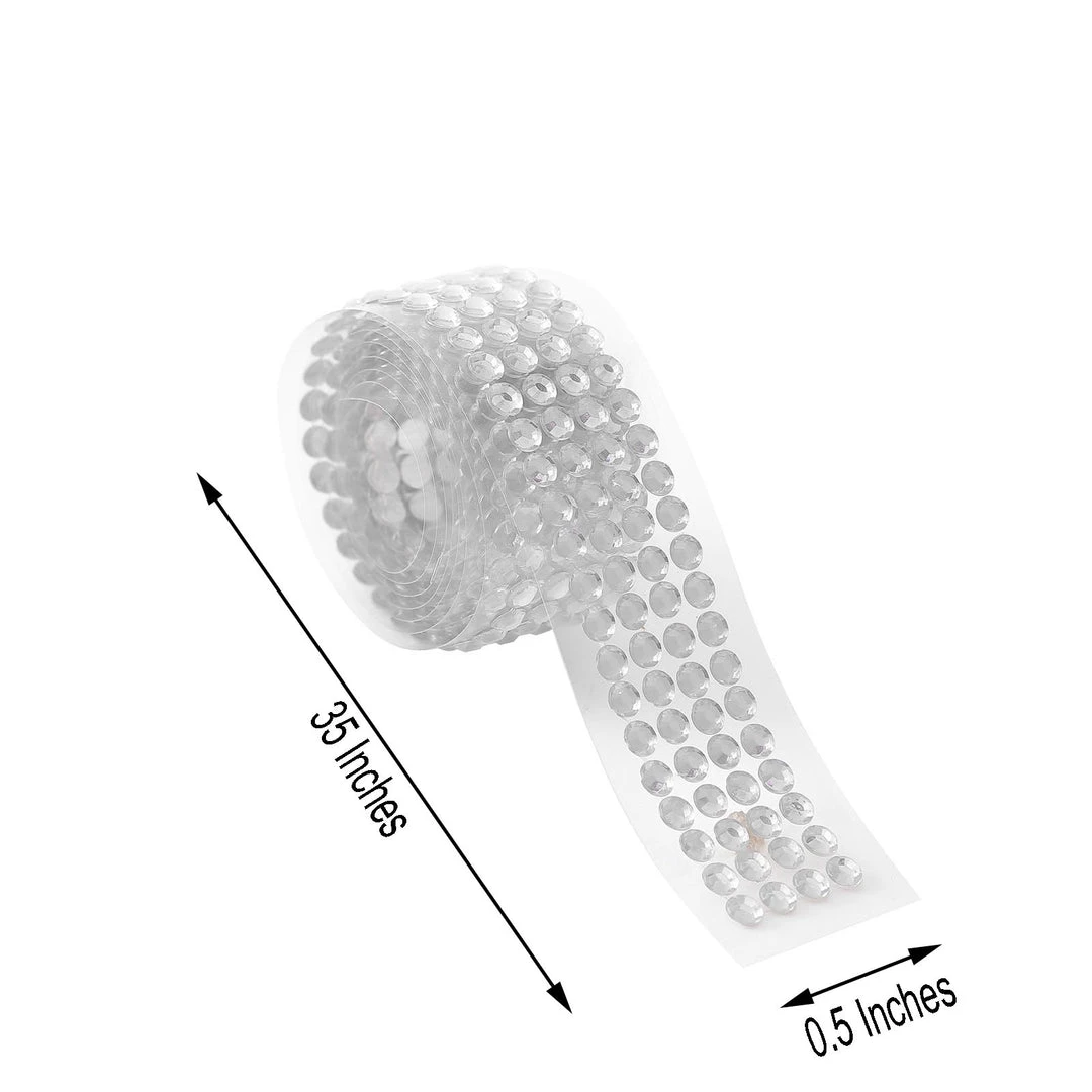 HIER_5150 3ft Silver Stick-On Rhinestone Tape, DIY Self Adhesive Diamond Gemstone Stickers Tabletop Decor 3 HIER_5150 3ft Silver Stick-On Rhinestone Tape, DIY Self Adhesive Diamond Gemstone Stickers Tabletop Decor
