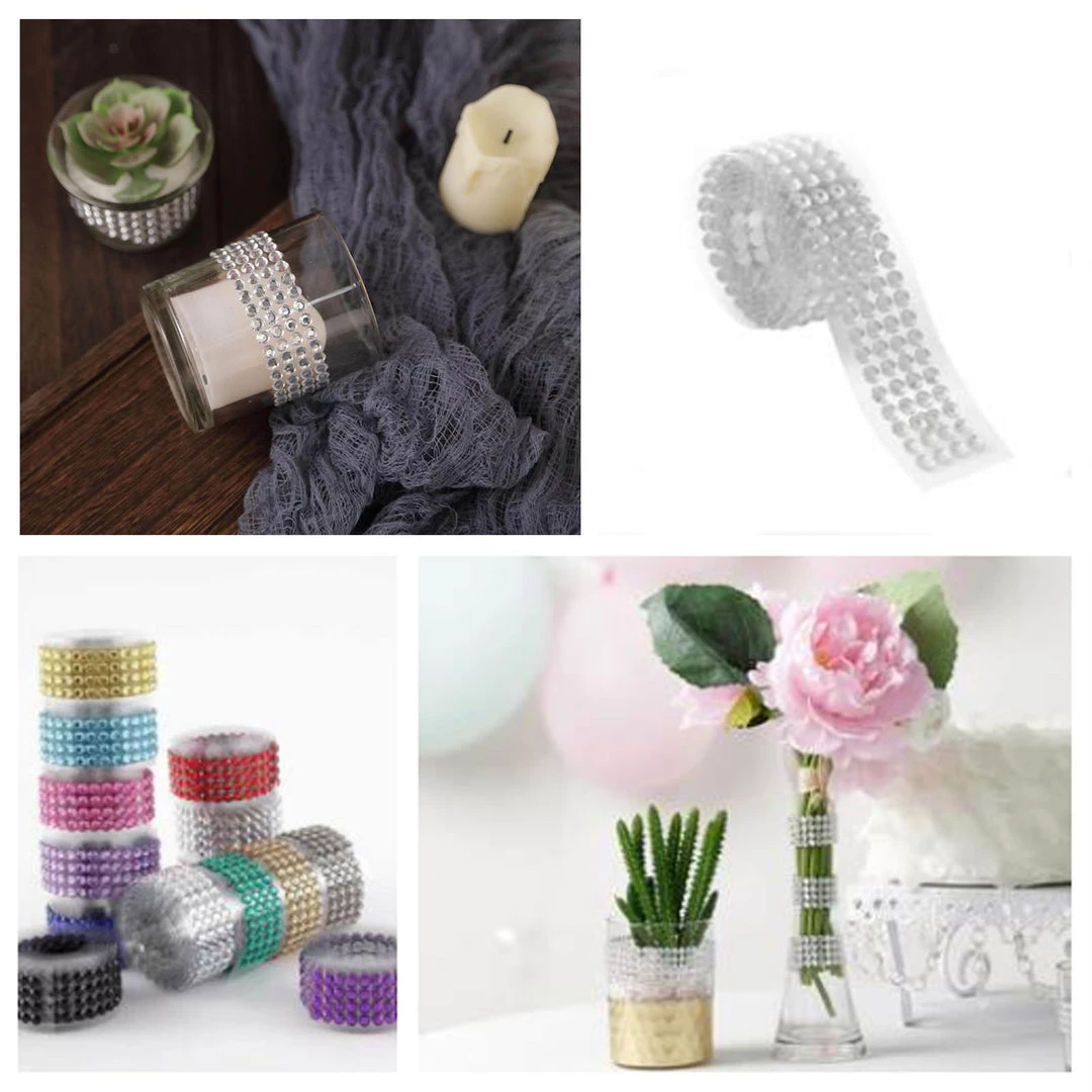 HIER_5150 3ft Silver Stick-On Rhinestone Tape, DIY Self Adhesive Diamond Gemstone Stickers Tabletop Decor 1 HIER_5150 3ft Silver Stick-On Rhinestone Tape, DIY Self Adhesive Diamond Gemstone Stickers Tabletop Decor