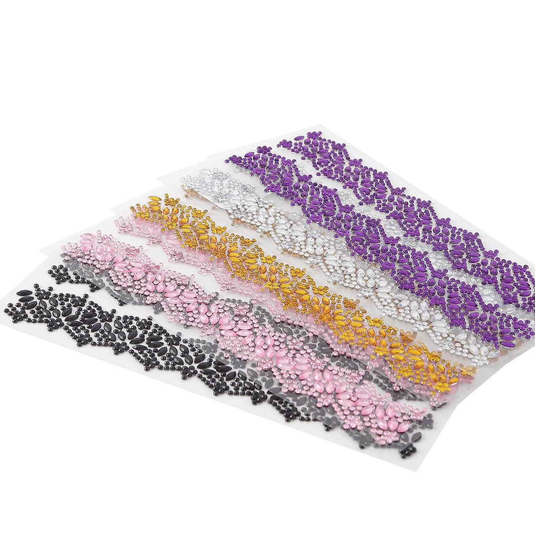 HIER_5150 2 Pack | Gold Floral Trim Rhinestone Stickers, Self Adhesive Diamond Craft Gem Stickers Tabletop Decor 14 HIER_5150 2 Pack | Gold Floral Trim Rhinestone Stickers, Self Adhesive Diamond Craft Gem Stickers Tabletop Decor