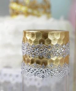 HIER_5150 2 Pack | Gold Floral Trim Rhinestone Stickers, Self Adhesive Diamond Craft Gem Stickers Tabletop Decor