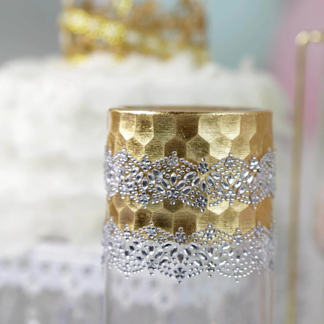 HIER_5150 2 Pack | Gold Floral Trim Rhinestone Stickers, Self Adhesive Diamond Craft Gem Stickers Tabletop Decor 2 HIER_5150 2 Pack | Gold Floral Trim Rhinestone Stickers, Self Adhesive Diamond Craft Gem Stickers Tabletop Decor