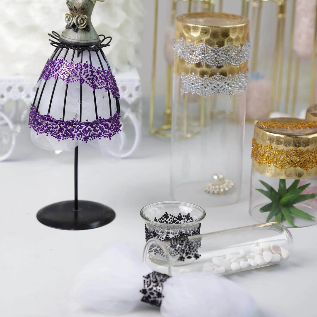 HIER_5150 2 Pack | Purple Floral Trim Rhinestone Stickers, Self Adhesive Diamond Craft Gem Stickers Tabletop Decor 11 HIER_5150 2 Pack | Purple Floral Trim Rhinestone Stickers, Self Adhesive Diamond Craft Gem Stickers Tabletop Decor