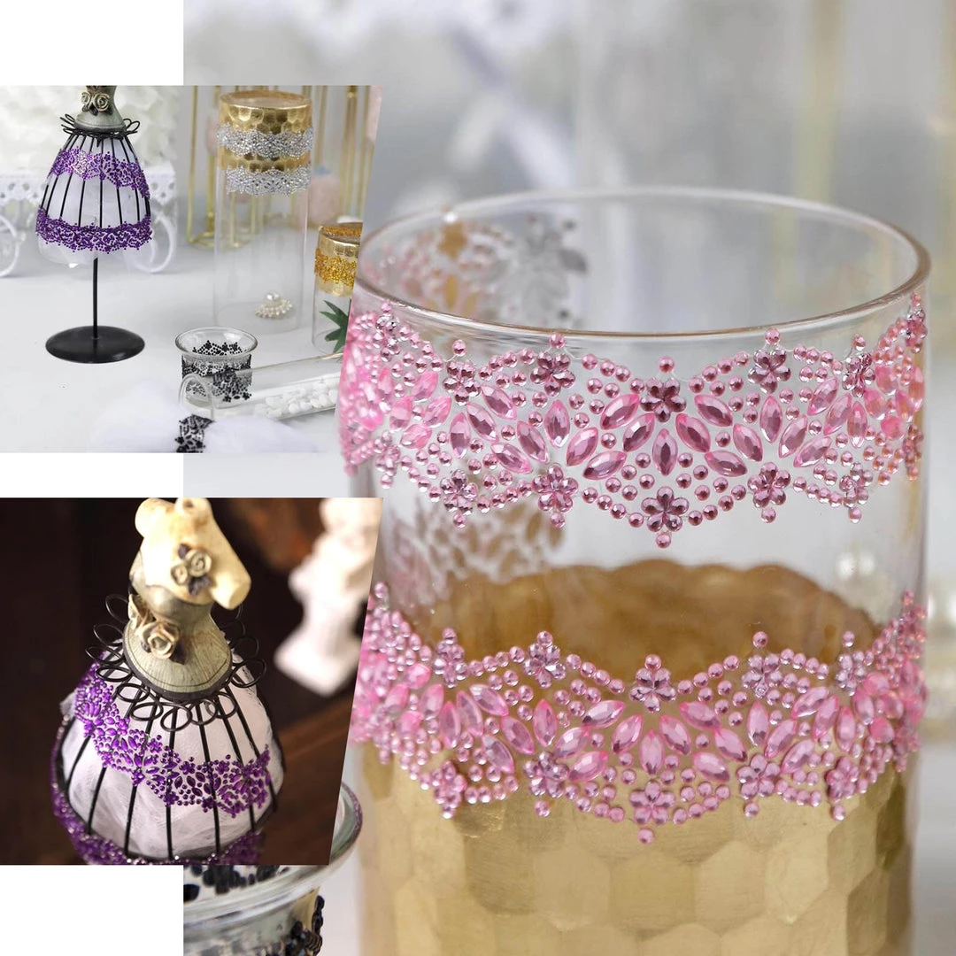 HIER_5150 2 Pack | Purple Floral Trim Rhinestone Stickers, Self Adhesive Diamond Craft Gem Stickers Tabletop Decor 5 HIER_5150 2 Pack | Purple Floral Trim Rhinestone Stickers, Self Adhesive Diamond Craft Gem Stickers Tabletop Decor