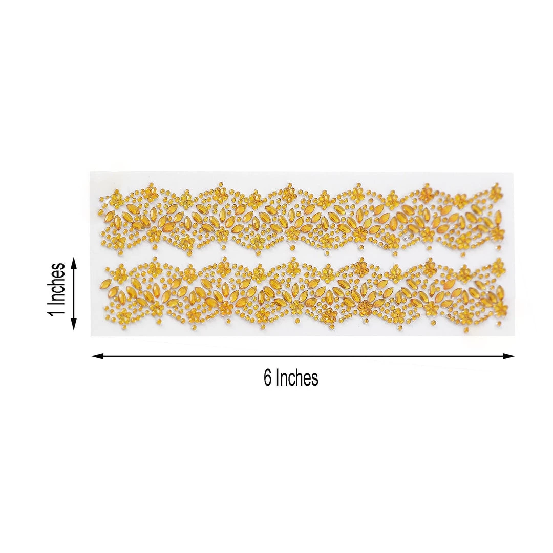 HIER_5150 2 Pack | Gold Floral Trim Rhinestone Stickers, Self Adhesive Diamond Craft Gem Stickers Tabletop Decor 3 HIER_5150 2 Pack | Gold Floral Trim Rhinestone Stickers, Self Adhesive Diamond Craft Gem Stickers Tabletop Decor