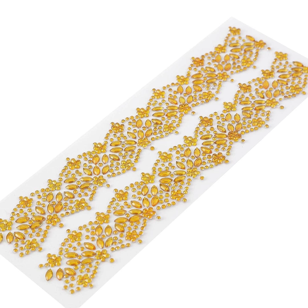 HIER_5150 2 Pack | Gold Floral Trim Rhinestone Stickers, Self Adhesive Diamond Craft Gem Stickers Tabletop Decor 15 HIER_5150 2 Pack | Gold Floral Trim Rhinestone Stickers, Self Adhesive Diamond Craft Gem Stickers Tabletop Decor