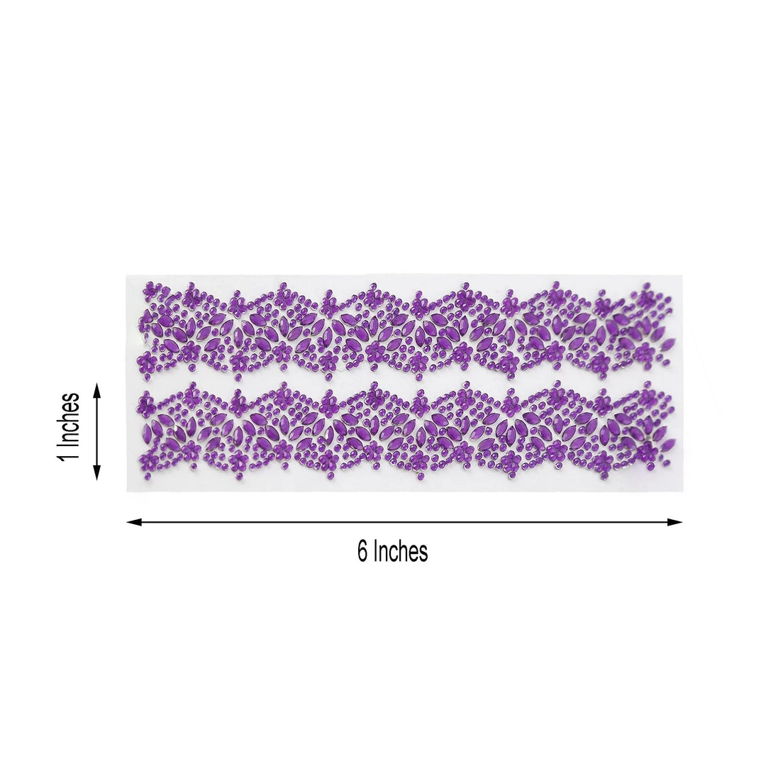 HIER_5150 2 Pack | Purple Floral Trim Rhinestone Stickers, Self Adhesive Diamond Craft Gem Stickers Tabletop Decor 3 HIER_5150 2 Pack | Purple Floral Trim Rhinestone Stickers, Self Adhesive Diamond Craft Gem Stickers Tabletop Decor