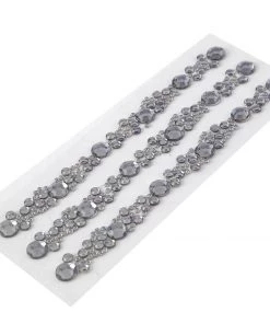 HIER_5150 3 Pack | Charcoal Gray Heptagon Self Adhesive Rhinestone Gem Stickers