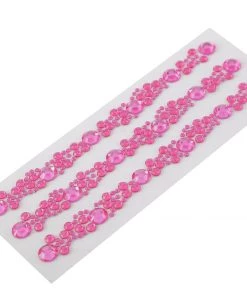 HIER_5150 3 Pack | Hot Pink Heptagon Self Adhesive Rhinestone Gem Craft Stickers