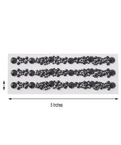 HIER_5150 3 Pack | Black Heptagon Self Adhesive Rhinestone Gem Craft Stickers Tabletop Decor