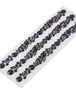 HIER_5150 3 Pack | Black Heptagon Self Adhesive Rhinestone Gem Craft Stickers Tabletop Decor