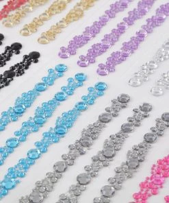 HIER_5150 3 Pack | Turquoise Heptagon Self Adhesive Rhinestone Gem Craft Stickers Tabletop Decor