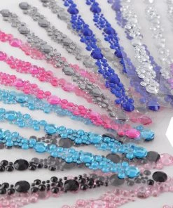 HIER_5150 3 Pack | Turquoise Heptagon Self Adhesive Rhinestone Gem Craft Stickers Tabletop Decor