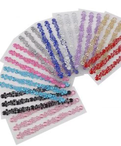 HIER_5150 3 Pack | Black Heptagon Self Adhesive Rhinestone Gem Craft Stickers Tabletop Decor