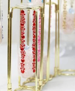 HIER_5150 3 Pack | Red Heptagon Self Adhesive Rhinestone Gem Craft Stickers