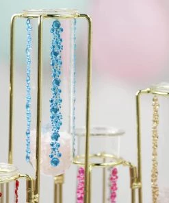 HIER_5150 3 Pack | Turquoise Heptagon Self Adhesive Rhinestone Gem Craft Stickers Tabletop Decor