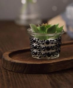 HIER_5150 3 Pack | Charcoal Gray Heptagon Self Adhesive Rhinestone Gem Stickers