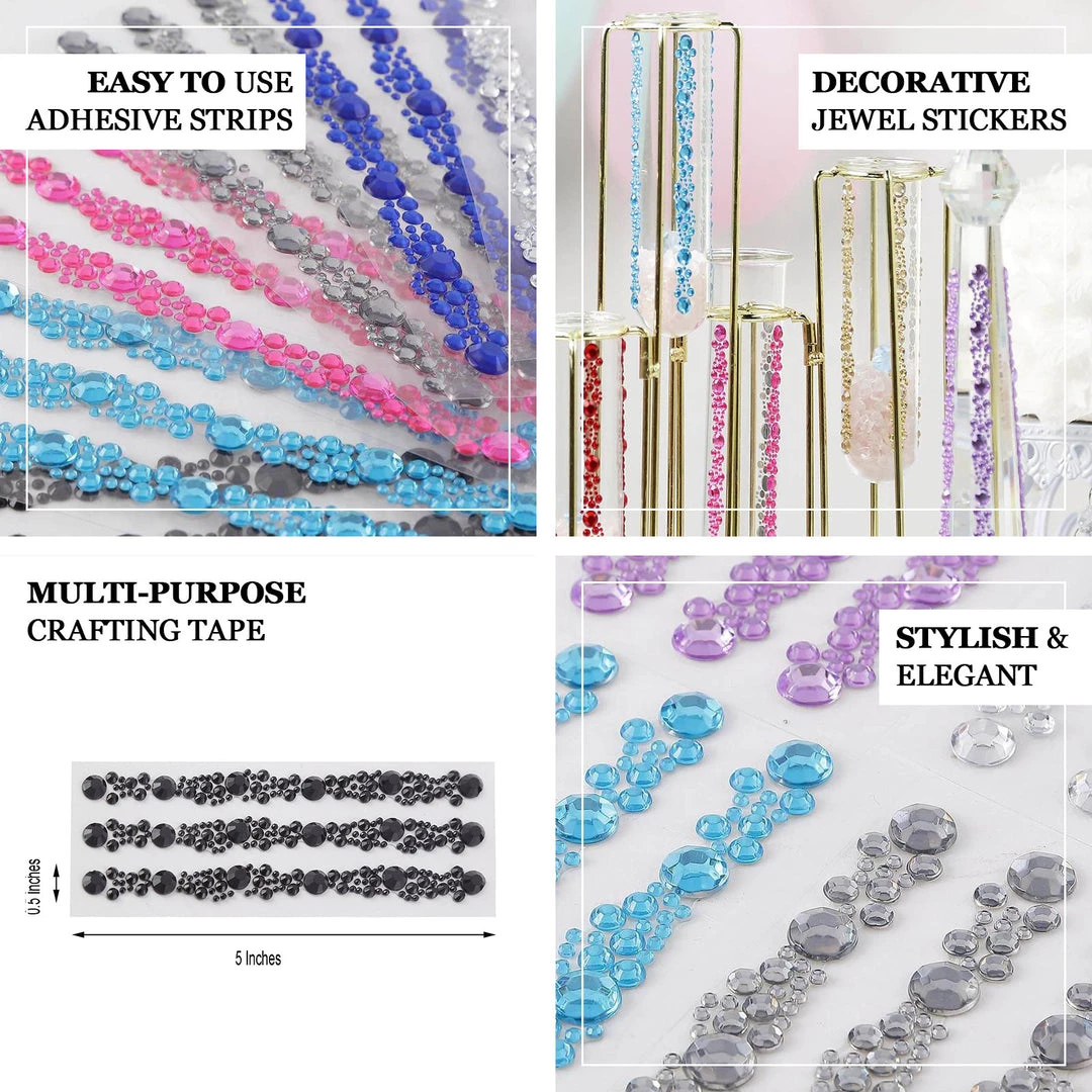 HIER_5150 3 Pack | Silver Heptagon Self Adhesive Rhinestone Gem Craft Stickers 4 HIER_5150 3 Pack | Silver Heptagon Self Adhesive Rhinestone Gem Craft Stickers