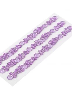 HIER_5150 Tabletop Decor 3 Pack | Lavender Heptagon Self Adhesive Rhinestone Gem Craft Stickers