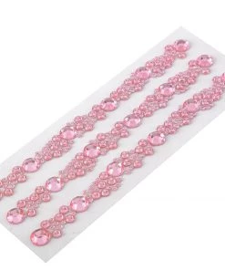 HIER_5150 Tabletop Decor 3 Pack | Pink Heptagon Self Adhesive Rhinestone Gem Craft Stickers