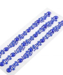 HIER_5150 3 Pack | Royal Blue Heptagon Self Adhesive Rhinestone Gem Craft Stickers