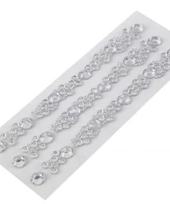 HIER_5150 3 Pack | Silver Heptagon Self Adhesive Rhinestone Gem Craft Stickers