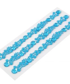 HIER_5150 3 Pack | Turquoise Heptagon Self Adhesive Rhinestone Gem Craft Stickers Tabletop Decor