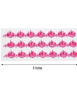 HIER_5150 3 Pack | Stick-On Diamond Rhinestone Gems, Hot Pink Self Adhesive Crown DIY Craft Stickers