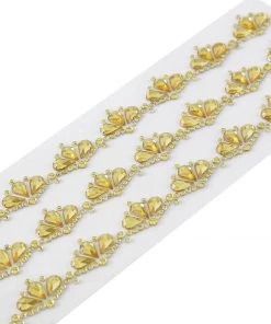 HIER_5150 3 Pack | Stick-On Diamond Rhinestone Gems, Gold Self Adhesive Crown DIY Craft Stickers Chargers & Centerpieces