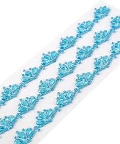 HIER_5150 3 Pack | Stick-On Diamond Rhinestone Gems, Turquoise Self Adhesive Crown DIY Craft Stickers