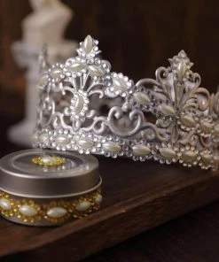 HIER_5150 Tabletop Decor 5 Strips | Stick On Rhinestone Gems | Oval Self Adhesive Diamond Rhinestone Stickers | Silver