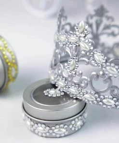 HIER_5150 5 Strips | Stick On Rhinestone Gems | Oval Self Adhesive Diamond Rhinestone Stickers | Gold Tabletop Decor