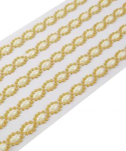 HIER_5150 5 Strips | Stick On Rhinestone Gems | Oval Self Adhesive Diamond Rhinestone Stickers | Gold Tabletop Decor